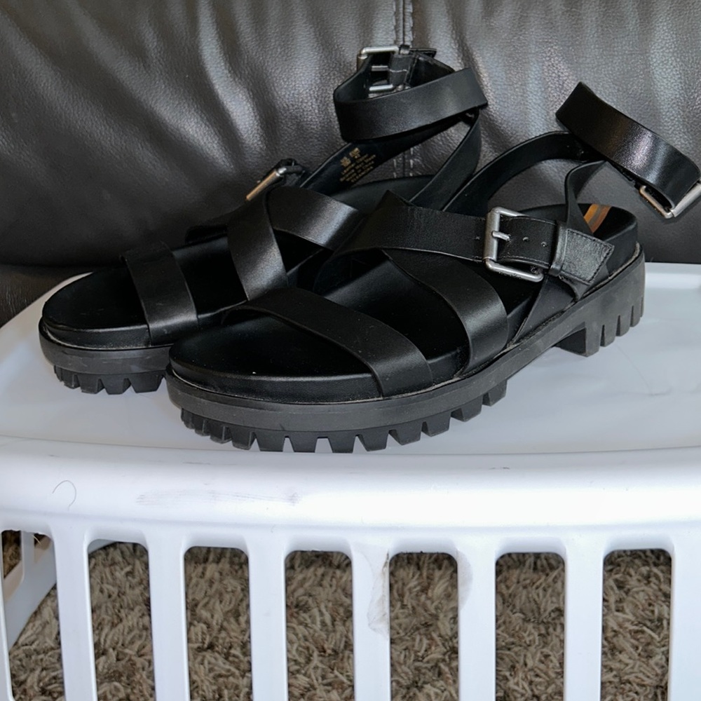 🌞Black Platform Sandals